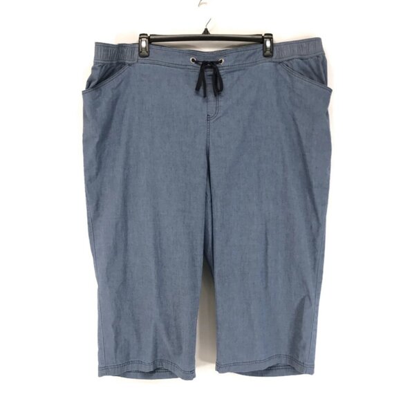 Lane Bryant Pull-On Drawstring Denim Capri Pants Women's Plus Size 26/28 Casual - Picture 1 of 9